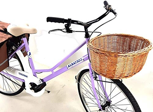Biciclette da città : Super Promo 2020 – Bicicletta Albatros 26″ Donna “Olanda” + Cesto in Vimini e Borse Posteriori – Lilla