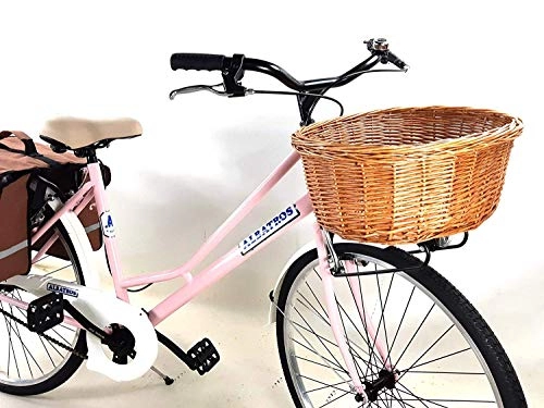 Biciclette da città : Super Promo 2020 – Bicicletta Albatros 26″ Donna “Olanda” + Cesto in Vimini e Borse Posteriori – Rosa