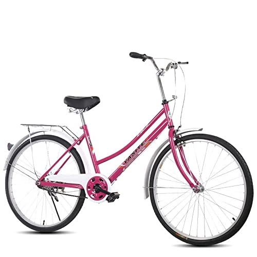 Biciclette da città : TAURU Bici da lavoro retrò per pendolari per adulti, bici da spiaggia con cestino, bici da donna (53, 3 cm, rosso)