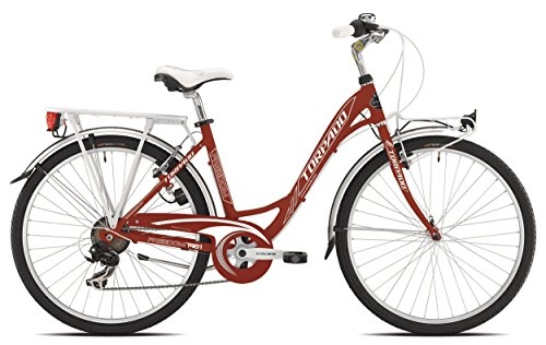 Biciclette da città : TORPADO city bike donna T461 Freedom 26" (Bordeaux / Bianco)