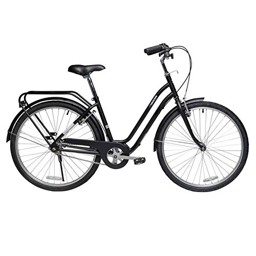 Biciclette da città : WGYHI 26 Pollice Nero Bicicletta, Single Speed Leggero Bicicletta da Città Uomo Unisex Comfort City Bike Gioventù Alunno Commuter Telaio in Acciaio Bici Bike-A-M(165-180cm)