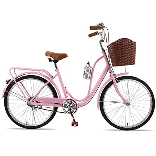 Biciclette da città : YXGLL 24 Pollici retrò Bicicletta da Donna per Adulti Studente Città pendolare Signora Bici Coreana Leggera (Pink)