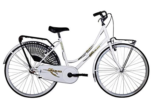 Biciclette da città : Zanoni Bicicletta 26" Donna Doublezz Olanda Acciaio Bici Holland Line con Portapacchi e luci a LED (Bianco)