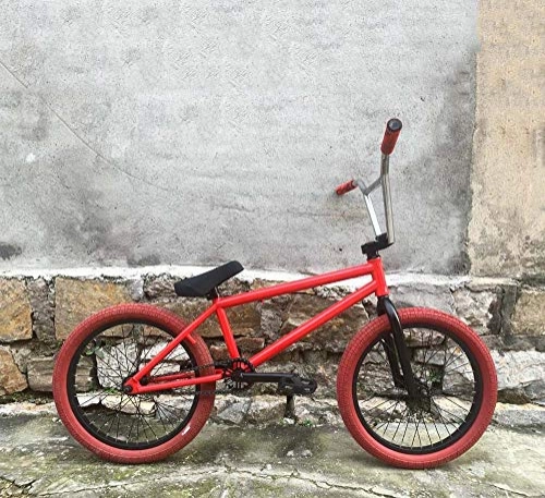 BMX : 20-inch Adulti Stunt Azione BMX Bike, Adatta Freestyle BMX Biciclette per Principianti-Livello per i più esperti della Pagina d'Acciaio Via Rosso / Bianco BMX, Rosso