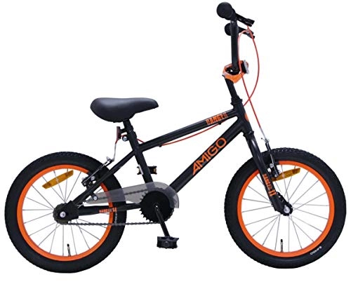 BMX : AMIGO Danger - Bicicletta Bambini - 16'' (per 4-6 Anni) - BMX Freestyle - Nero / Arancione