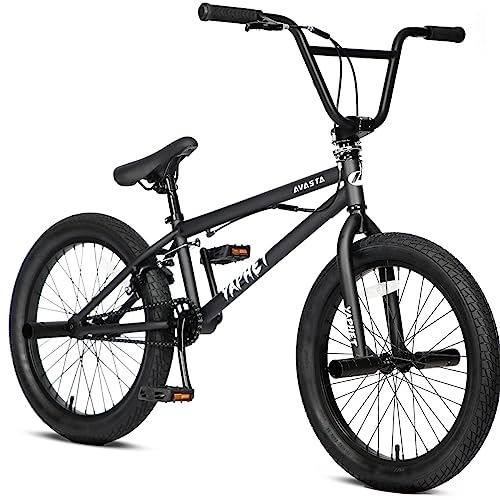 BMX : AVASTA Biciclette per bambini Freestyle BMX da 20 pollici, per bambini e principianti da 6 a 14 anni, colore nero