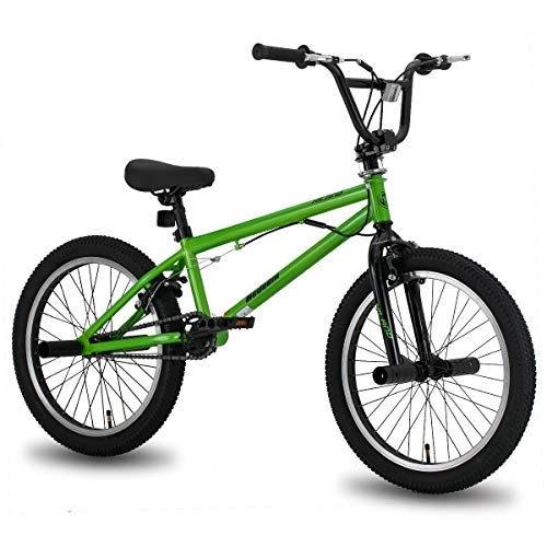 BMX : Hiland BMX 20 pollici, sistema rotore a 360°, Freestyle, 4 pioli in acciaio, protezione catena, ruota libera verde bicicletta per bambini