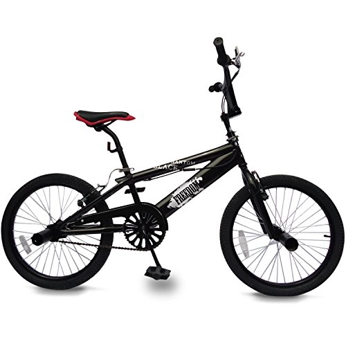 BMX : Jago Bicicletta BMX "Black Phantom 20 pollici ruota / Bike, 360 ° di rotazione braccio oscillante, 4 Pioli, Freestyle della forcella
