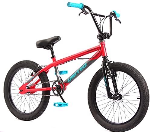 BMX : KHE - Bicicletta BMX United ROOUSE, 20 pollici, con rotore, solo 11, 65 kg, colore: Rosso