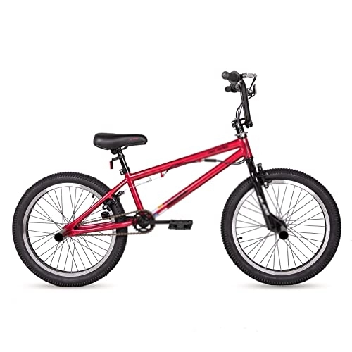 BMX : KOOKYY Bicicletta BMX bici freestyle bicicletta in acciaio bici doppia pinza freno spettacolo bici acrobatica acrobatica (colore: rosso)