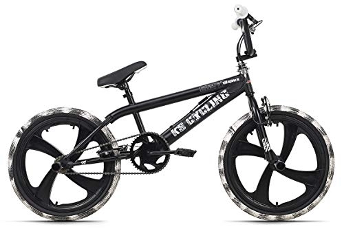 BMX : KS Cycling, BMX Freestyle 20'' Crusher Unisex-Kids, nero-bianco, 20 Zoll, 28 cm