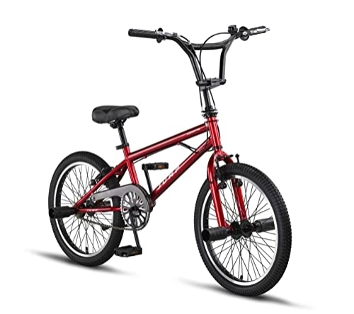 BMX : Licorne - Bicicletta “Jump Premium BMX”, sistema a rotore a 360°, 4 perni in acciaio, carter, ruota libera (rosso, Freestyle)