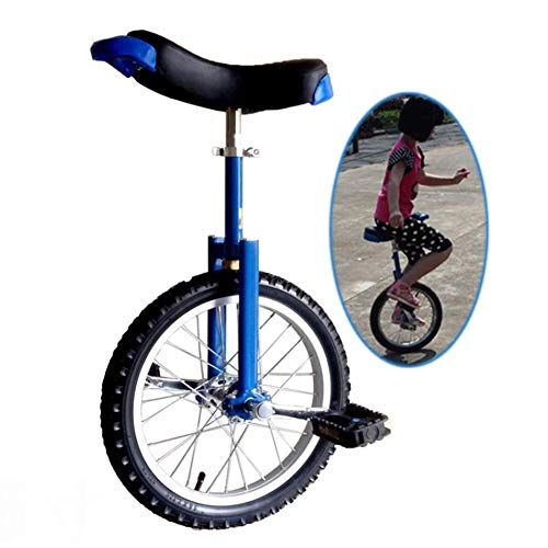 Monocicli : Azyq Monociclo per bambini con ruote da 16 ' / 18', monociclo grande da allenamento per adulti da 20 ' / 24', miglior regalo di compleanno, cyclette regolabile in altezza, Blu, 16"