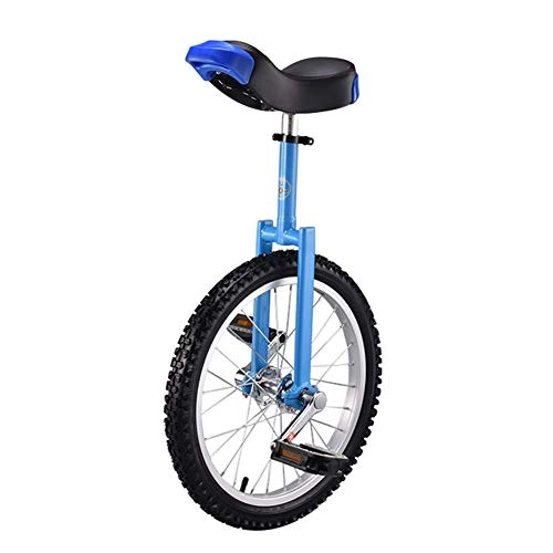 Monocicli : DFKDGL - Monociclo per bambini e adulti, con sedile regolabile e pedale antiscivolo, dai 9 anni in su, colore: blu, misura 20 pollici, colore: blu