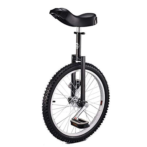 Monocicli : DfKDGL - Monociclo per bambini e adulti, con sedile regolabile e pedale antiscivolo, dai 9 anni in su, colore: nero, misura 24", colore: nero