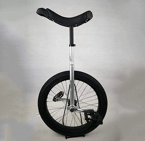 Monocicli : ErModa Bicicletta monociclo 20 pollici pedale antiscivolo bici da allenamento con ruote monociclo robusto telaio in acciaio, bici da fitness (Size : Silvery)