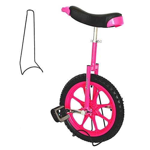 Monocicli : HWBB Monociclo Monociclo con Ruote da 16 Pollici con Portapacchi e Dispositivo di Gonfiaggio, Principianti Balance Bike Ciclismo Esercizio Equilibrio Fitness, Altezza Regolabile (Color : Pink)
