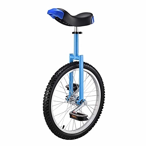 Monocicli : HXFENA Monociclo Regolabile, Robusto Telaio in Acciaio Al Manganese Cerchio in Lega Di Alluminio Skidproof Uniciclo per Adulti Kids Teens Boy Rider / 20 Inches / Blue