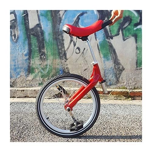 Monocicli : JFF Monociclo da 20 Pollici, Rosso Freddo Monociclo Esterno Regolabile Bicicletta con Ruote Pneumatico Antiscivolo Bicicletta con Cerchio in Lega Regolabile in Altezza