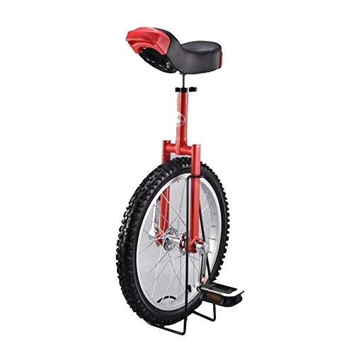 Monocicli : JLXJ Monociclo Monociclo Rosso Bicicletta da Ciclismo con Supporto, Pneumatico Antiscivolo da 18 Pollici (46 Cm), Sedile Regolabile, Sport All'aperto Esercizio di Fitness Bilanciamento delle Bici