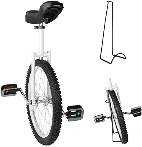 Monocicli : LXLH Monociclo, Esercizio di Ciclismo con bilanciamento degli Pneumatici da Montagna Antiscivolo Regolabile in Altezza, con Supporto per Monociclo, Monociclo con Ruote, Bianco, 16 Pollici