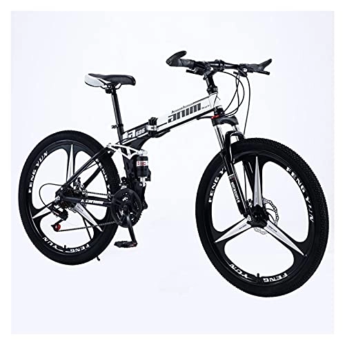 Mountain Bike : 21-Gang-Mountainbike für Erwachsene, Faltbar 26-Zoll-Rad Dual-Suspension Dual-Scheibenbremse High-Carbon-Stahlrahmen mit Einer Belastung Von 265 Lbs für Eine Höhe Von 5.2-6Ftf, C