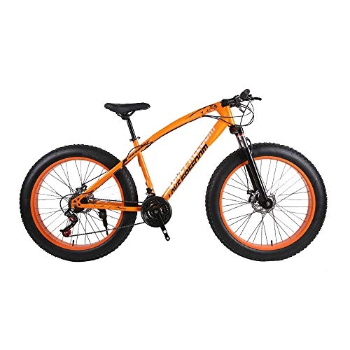 Mountain Bike : 26 Pollici Dolomite Fat Tire Mens Mountain Bike, Medio Acciaio ad Alta Resistenza Telaio, 7 / 21 / 24 velocit (Color : Orange, Size : 21 Speed)