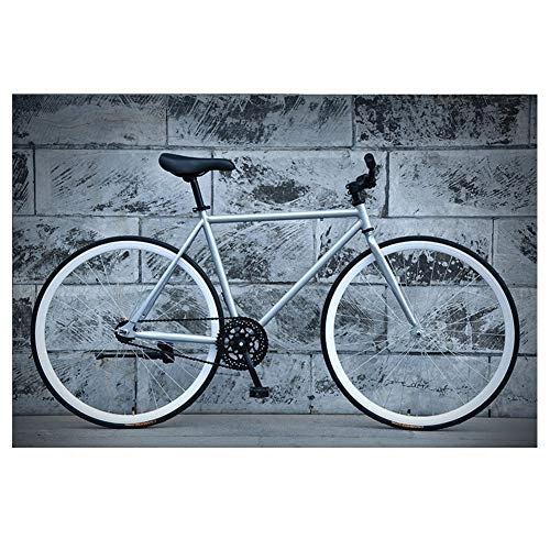 Mountain Bike : ACDRX Bici, Bici da Strada, Bici da velocità, 26 Pollici, Sistema di Freno Posteriore, Biciclette, Cambio Fisso, Acciaio al Carbonio, Uomo Donna Universale, Argento