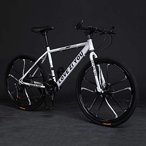 Mountain Bike : Adultmountain Bike, Biciclette da esterno in acciaio ad alto tenore di carbonio, 21 velocità bicicletta sospensione completa MTB ​​Gears Dual Disc Brakesmountain Bicycle, B-26inch24speed