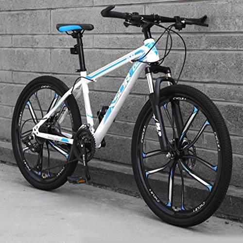 Mountain Bike : Alqn Mountain bike da uomo, bici da motoslitta leggera con telaio in acciaio al carbonio, bicicletta da spiaggia con doppio freno a disco, ruote da 26 pollici, A, 24 velocit
