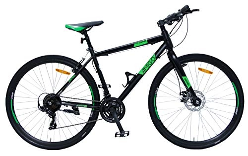 Mountain Bike : Amigo Control - Mountain bike 28 pollici - Per uomini e donne da 160 cm - Con 21 velocità Shimano Tourney - Con freno a mano, Freno a disco meccanico e Cavalletti per bicicletta - Nero / Verde