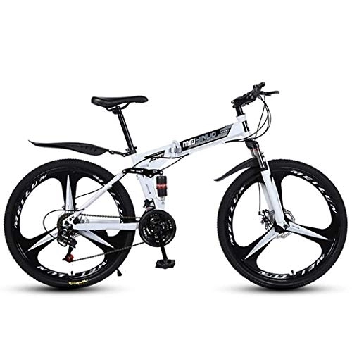 Mountain Bike : AZYQ 26 'Mountain bike a 21 velocità per adulto, telaio a sospensione completa in alluminio leggero, forcella ammortizzata, freno a disco, bianco, C