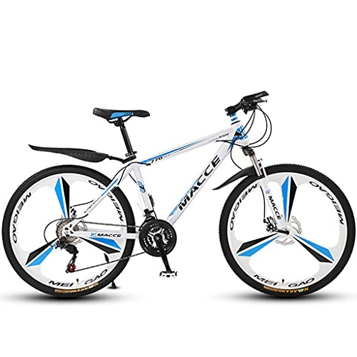 Mountain Bike : Bianco Blu Mountain Bike MTB, Hardtail Mountain Bike Bici 26 Pollici, 27 velocità, Freni A Disco Anteriori E Posteriori, Ammortizzatori Anteriori, per Adulti O Adolescenti