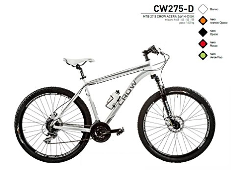 Mountain Bike : BICI 27, 5 CROW ALLUMINIO SHIMANO ACERA 24V MODELLO CW275-D (BIANCO) MADE IN ITALY (40 CM)
