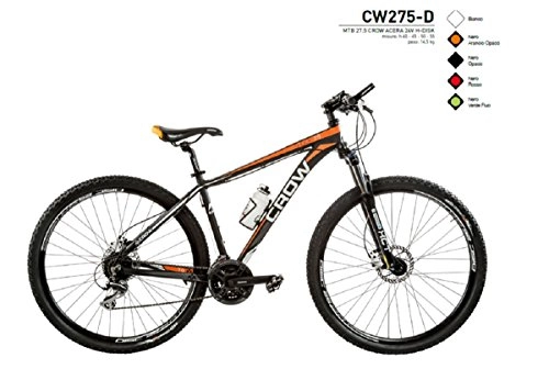 Mountain Bike : BICI 27, 5 CROW ALLUMINIO SHIMANO ACERA 24V MODELLO CW275-D (NERO-ARANCIO) MADE IN ITALY (40 CM)