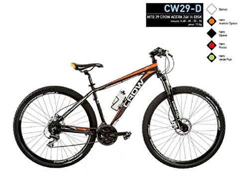 Mountain Bike : BICI 29 CROW ALLUMINIO SHIMANO ACERA 24V MODELLO CW29-D (NERO - ARANCIO OPACO) MADE IN ITALY (55 CM)