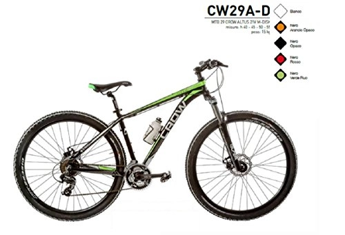 Mountain Bike : BICI 29 CROW ALLUMINIO SHIMANO ALTUS 21V M-DISK MODELLO CW29A-D (40 CM)