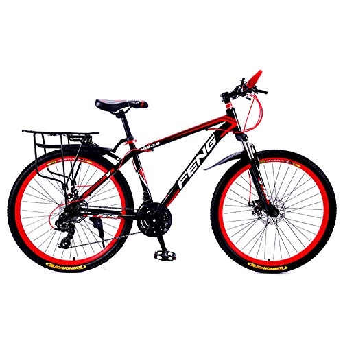 Mountain Bike : Bici da Mountain da Uomo, Hardtail Mountain Bike, Ammortizzatore Forcella Ammortizzata MTB Ingranaggi Doppi Freni A Disco Biciclette, Black Red, 26inch 30speed