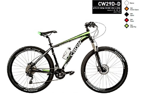Mountain Bike : BICI MTB 29 CROW GRUPPO DEORE DISCHI IDRAULICI (NERO-VERDE FLUO) MODELLO CW29D-D MADE IN ITALY (45 CM)