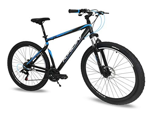 Mountain Bike : Bicicletta alluminio Kron XC 75 MTB 29'' pollici ammortizzata 21 Velocita' Shimano bici Mountain Bike nera con freni idraulici (Nero - Blu)