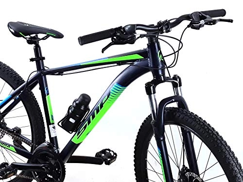 Mountain Bike : Bicicletta Alluminio MTB Mountain Bike 27, 5″ SMP “Sierra” con Freni A Disco e Cambio Shimano 21 velocità / Nero Verde Blu