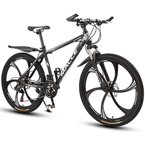 Mountain Bike : Bicicletta MTB Bici, 26 Pollici, 27 velocità, Freni A Disco Anteriori E Posteriori, Ammortizzatori Anteriori, per Adulti O Adolescenti, Nera