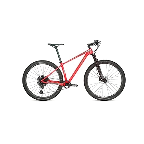 Mountain Bike : Bicycles for Adults Bicycle Oil Disc Brake Off-Road Carbon Fiber Mountain Bike Frame Aluminum Wheel (Color : Red, Size : Small)