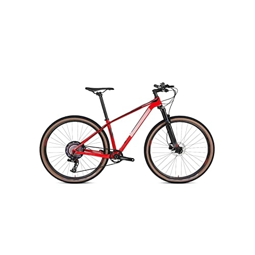 Mountain Bike : Bicycles for Adults Carbon Fiber 27.5 / 29 Inch 13 Speed Frame Bike (Color : Red, Size : Large)