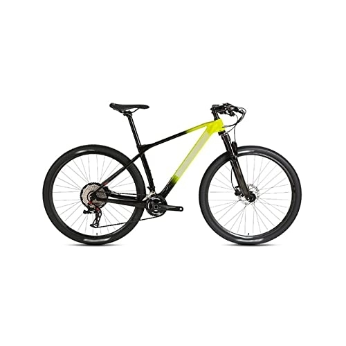 Mountain Bike : Bicycles for Adults Carbon Fiber Quick Release Mountain Bike Shift Bike Trail Bike (Color : Yellow, Size : Small)