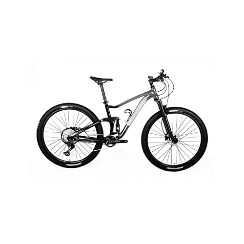 Mountain Bike : Bicycles for Adults Full Suspension Aluminum Alloy Bike Mountain Bike (Color : Gray, Size : Medium)