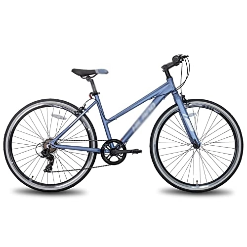 Mountain Bike : Bicycles for Adults Hybrid Bike with drivetrain 7 Speed for Commuter Bike City Bike (Color : Blue)