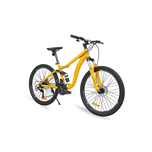 Mountain Bike : Bicycles for Adults Men's Steel Mountain Bike with Derailleur, Yellow (Color : Yellow, Size : Medium)