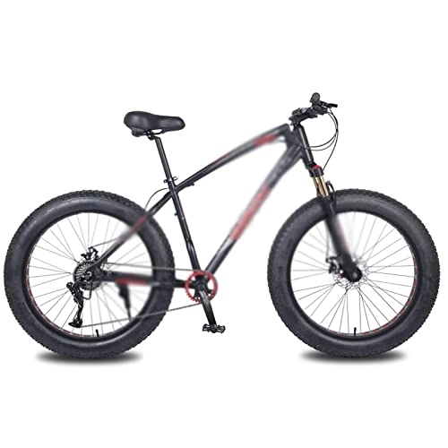 Mountain Bike : Bicycles for Adults Snow Bike Aluminum Alloy Rame 10Speed Fat Beach Bicycle Lock The Front Fork Mechanical Disc Brake (Color : Black red)