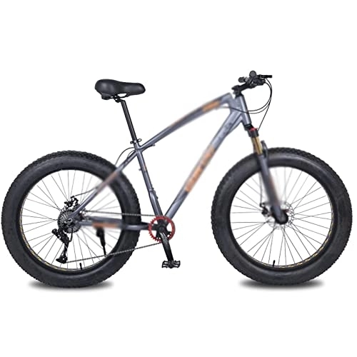 Mountain Bike : Bicycles for Adults Snow Bike Aluminum Alloy Rame 10Speed Fat Beach Bicycle Lock The Front Fork Mechanical Disc Brake (Color : Grey Orange)